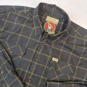 Dixxon Flannel Company Shirt Mens XL Black Yellow Grid Stay Gold Snap Button Up